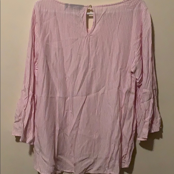 Pink and White Striped Pearl Embellished Long Sleeve Top main image 0